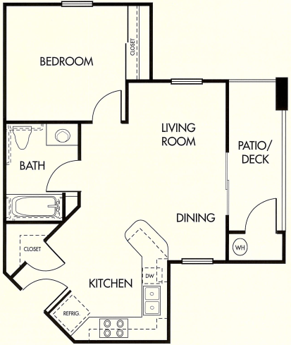 a floor plan of a small house with a kitchen and a living room
